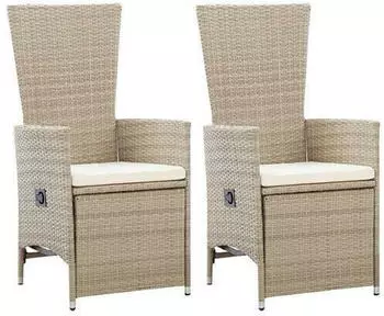 vidaXL Garten-Liegestühle 2 Stk. mit Auflagen Poly-Rattan beige (46046)