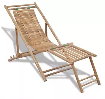 vidaXL Garten-Liegestuhl mit Fußablage Bambus (41492)