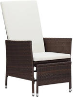 vidaXL Garten-Liegestuhl mit Auflagen Poly Rattan Braun