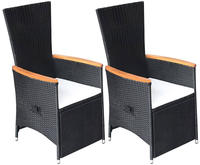 vidaXL Garten-Liegest&uuml;hle 2 Stk. mit Auflagen Poly Rattan Schwarz