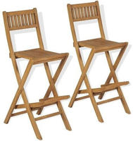 vidaXL Klappbare Garten-Barhocker 2 Stk. Massivholz Teak