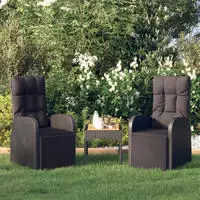 Gartensessel Mit Kissen 2 Stk. Verstellbar Schwarz Poly Rattan - Vidaxl