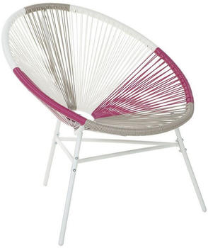Beliani Acapulco Rattanstuhl weiß beige rosa