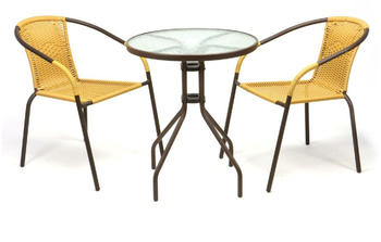 VCM 3-tlg. Bistroset Poly-Rattan gelb