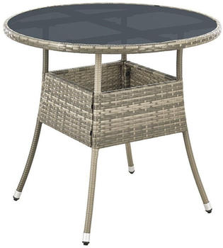 Juskys Yoro Gartentisch mit Glasplatte ø 80 cm beige-grau