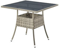 Juskys Gartentisch Yoro, eckig, aus Polyrattan, wetterfest & langlebig, pflegeleicht