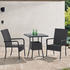 Juskys Yoro Balkontisch mit Glasplatte eckig 60 cm schwarz