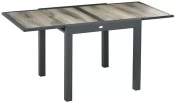 Outsunny Gartentisch Mit Ausziehbarer Tischplatte Natur/Schwarz