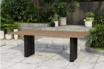 Outflexx Bob Esstisch natur/anthrazit Alu/recycled Teak 220x100cm rustikal gebürstet (PRT843)