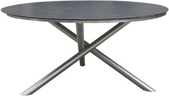 Outflexx Esstisch silber/grau Edelstahl/Glaskeramik ca. Ø150cm (WF-T1077GL)