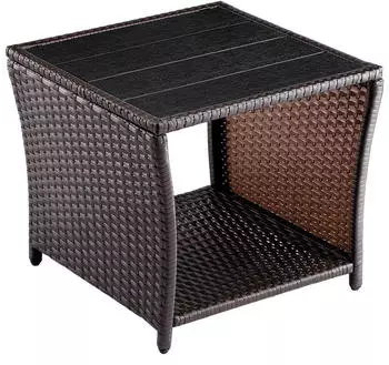 Casaria Beistelltisch 45x45x40cm Polyrattan braun (109509)