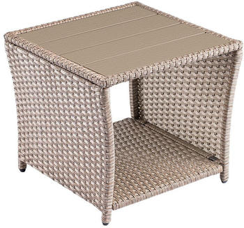 Casaria Beistelltisch 45x45x40cm Polyrattan creme (109510)