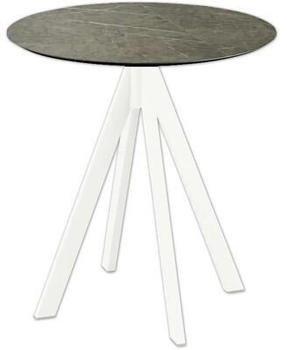 Veba Terrassentisch Midnight Marble Rund Edelstahl HPL Ø70cm weiß