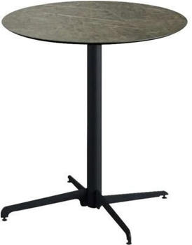 Veba TerrassentischxCross Midnight Marble rund Aluminium HPL Ø70cm klappbar schwarz