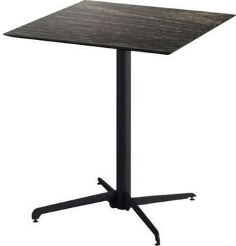 Veba TerrassentischxCross Riverwashed Wood Eckig Aluminium HPL 70x70x73.2 cm Klappbar Schwarz