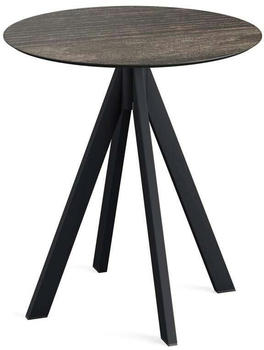 Veba Terrassentisch Infinity Riverwashed Wood rund Edelstahl HPL Ø70cm schwarz