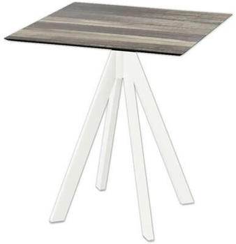 Veba Terrassentisch Infinity Tropical Wood eckig Aluminium HPL 70x70x73,2cm weiß