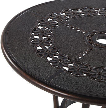 Beliani Gartentisch Ø65cm Aluminium Kupferoptik Braun