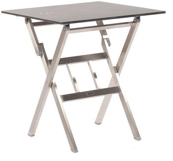 SonnenPartner Klapptisch Base, Edelstahl, quadratisch, Tischplatte Compact, HPL, beton-dunkel, 68 x 68 cm