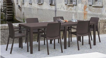 Dmora Dmanz Ausziehbarer Esstisch Rattan-Optik 150x90x72cm Braun
