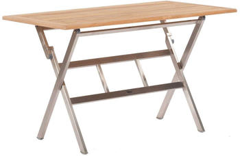 SonnenPartner Klapptisch Base, Edelstahl, rechteckig, Tischplatte Compact, HPL, Keramikoptik, 120 x 68 cm