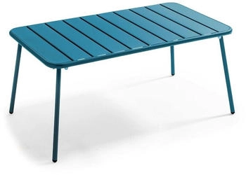Oviala Palavas Rechteckiger Garten Couchtisch 90 x 50 cm pazifikblau
