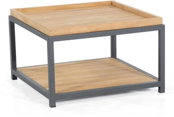 SonnenPartner Lounge-Tisch Square, Aluminium anthrazit / Teakholz, 72 x 72 cm