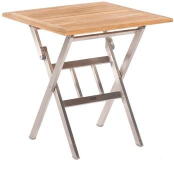 SonnenPartner Klapptisch Base, Edelstahl, quadratisch, Tischplatte Old Teak Look, 70 x 70 cm