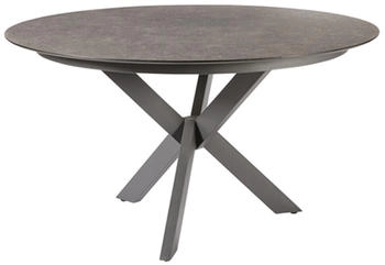 Diamond Garden Tisch LYON Ø 138 cm Edelstahl dunkelgrau / HPL Fase 13 mm Limestone