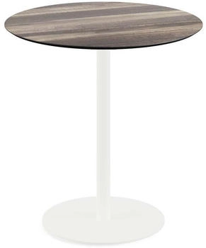 Veba Terrassentisch Urban Tropical Wood rund Edelstahl HPL Ø70cm weiß