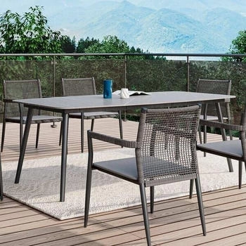 MWH Ropero Gartentisch 210x105cm Aluminium/Sinterstein Dunkelgrau