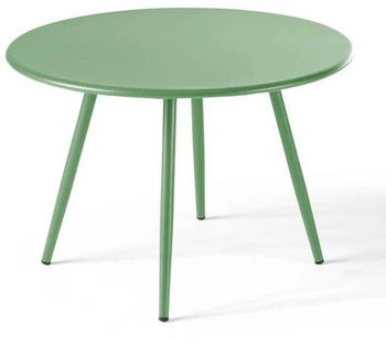 Oviala Round low garden table metal 40 x 29 cm Cactus green