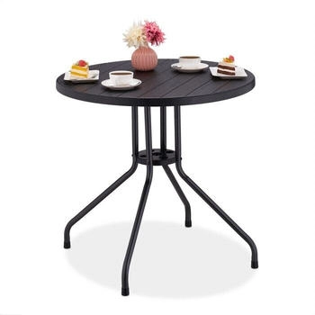 Relaxdays Plastic and steel garden table for 4 people 75 x 80 cm Black