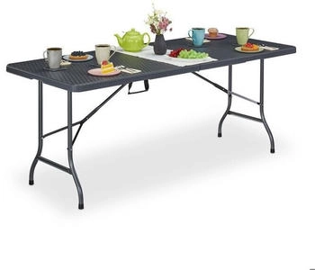 Relaxdays Rattan plastic garden table for 8 people 180 x 74 x 72 cm Grey Relaxdays Rattan plastic garden table for 8 people 180 x 74 x 72 cm Grey