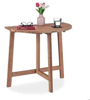 Relaxdays Folding half-moon wooden garden table 74 x 80 x 50 cm Brown