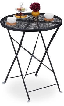 Relaxdays Folding steel garden table for 2 people 60.5 x 71.5 cm Black