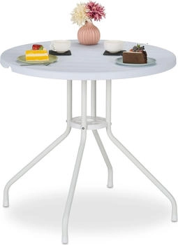 Relaxdays Wooden plastic garden table 75 x 80 cm white