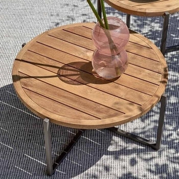 Applebee Condor Loungetisch Ø74x38cm Aluminium/Teak Natur (70001629)