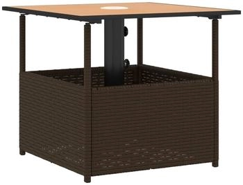 vidaXL Gartentisch mit Schirmloch Poly Rattan Braun 55x55x46,5 cm (9839.364118)