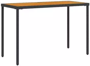 vidaXL Gartentisch mit Akazienholz-Platte Poly Rattan Schwarz 115x54x74 cm (365077)
