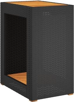vidaXL Garten-Beistelltisch mit Holzplatte Schwarz Poly Rattan 60x40x75 cm (9839.366303)