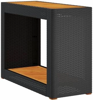 vidaXL Garten-Beistelltisch mit Holzplatte Schwarz Poly Rattan (366306)