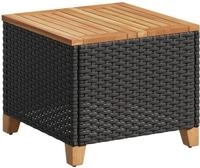 Gartentisch Schwarz 45x45x37 Cm Poly Rattan Akazienholz Vidaxl