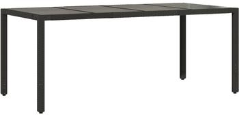 vidaXL Gartentisch mit Glasplatte Poly Rattan Schwarz (9839.365592)