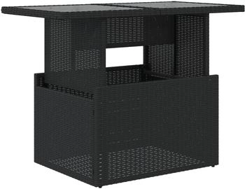 vidaXL Gartentisch mit Glasplatte Schwarz Poly Rattan (9839.365970)