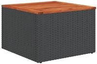 vidaXL Gartentisch Schwarz 55 x 55 x 37 cm Poly Rattan und Akazienholz