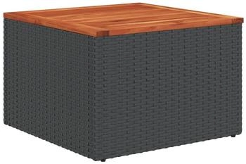 vidaXL Gartentisch Schwarz 55x55x37 cm Poly Rattan und Akazienholz (9839.365975)