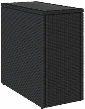 vidaXL Garten-Beistelltisch mit Glasplatte Schwarz Rattan (9839.365982)