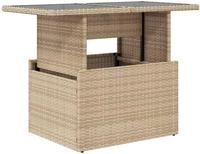 vidaXL Gartentisch mit Glasplatte Beige 100x55x73 cm Poly Rattan