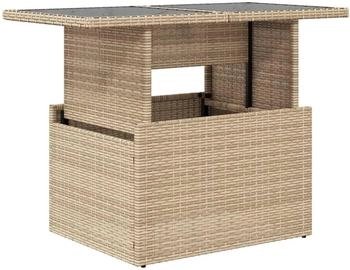 vidaXL Gartentisch mit Glasplatte Beige Poly Rattan (366059)